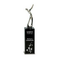 Silver Metal Golf Figure on Black Crystal Pedestal (9.5")
